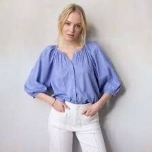 Lauren Conrad XXL peasant blouse raglan  sleeves  periwinkle top